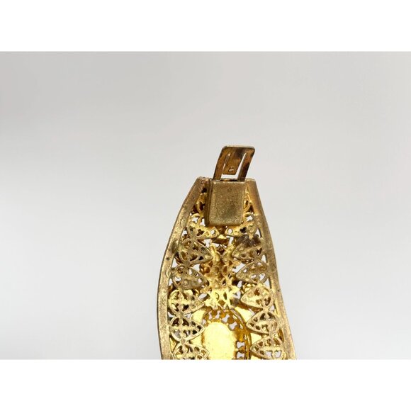 Faux Opal Gemstone Gold Toned Textured Chunky Vintage Bracelet Costume Bracelet - Picture 12 of 16